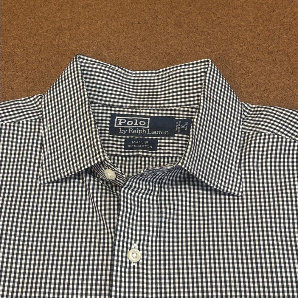 Polo Ralph Lauren 16 34/35 Philip Long sleeve Black and White Checkered Shirt